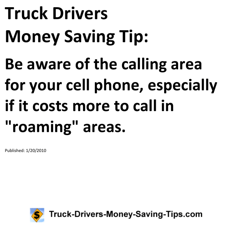 Truck Drivers Money Saving Tip for 01-20-2010