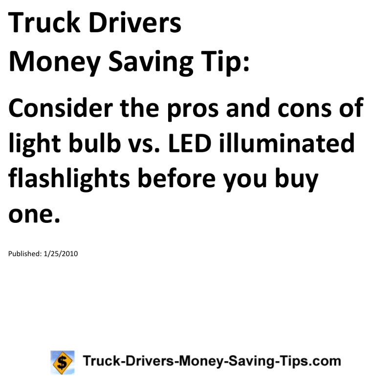 Truck Drivers Money Saving Tip for 01-25-2010