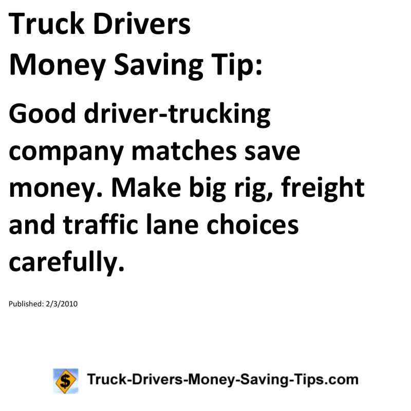 Truck Drivers Money Saving Tip for 02-03-2010