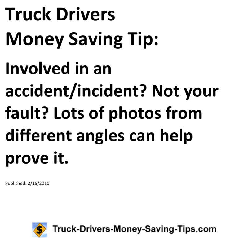 Truck Drivers Money Saving Tip for 02-15-2010