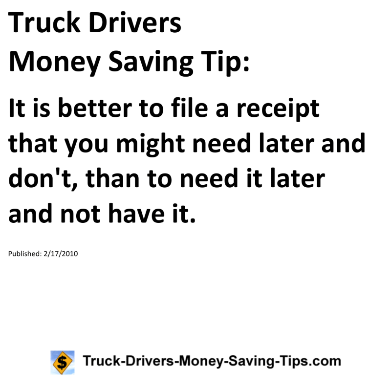 Truck Drivers Money Saving Tip for 02-17-2010