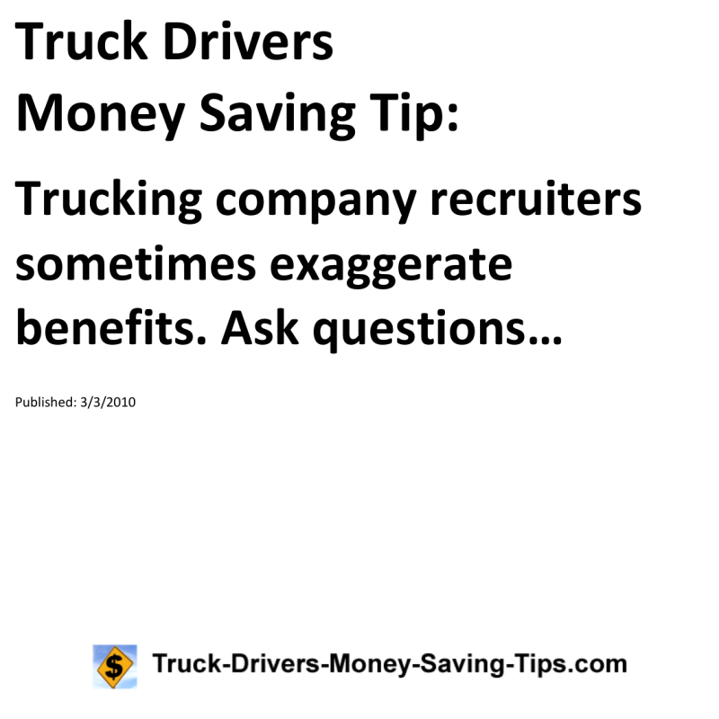 Truck Drivers Money Saving Tip for 03-03-2010