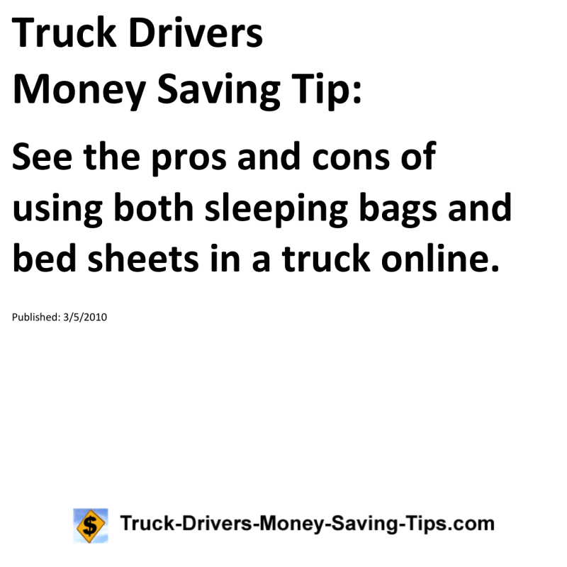 Truck Drivers Money Saving Tip for 03-05-2010