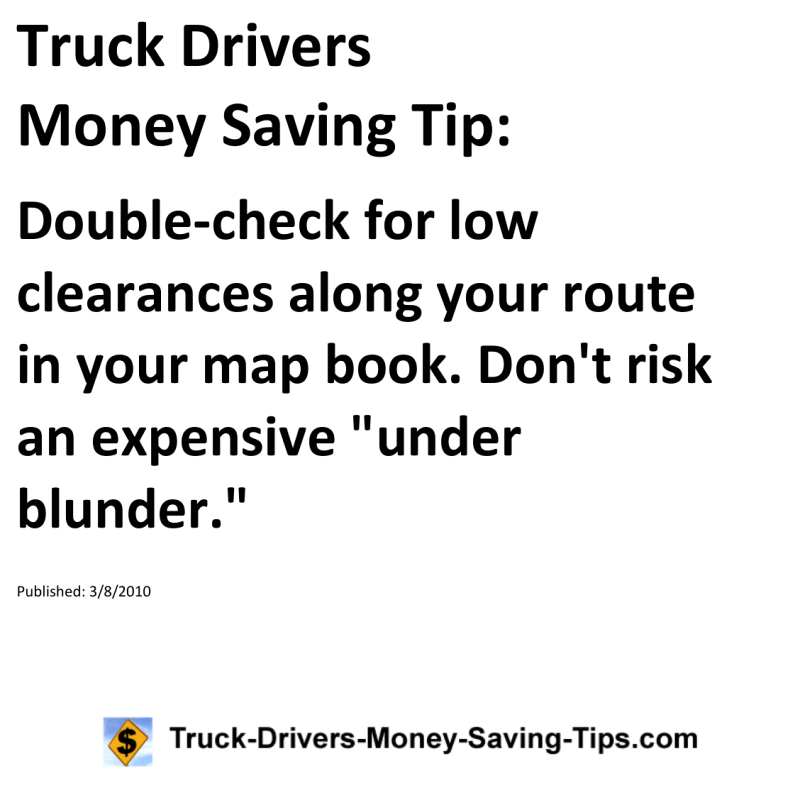 Truck Drivers Money Saving Tip for 03-08-2010