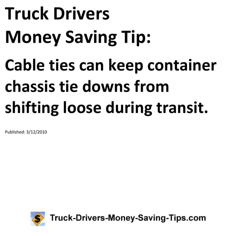 Truck Drivers Money Saving Tip for 03-12-2010