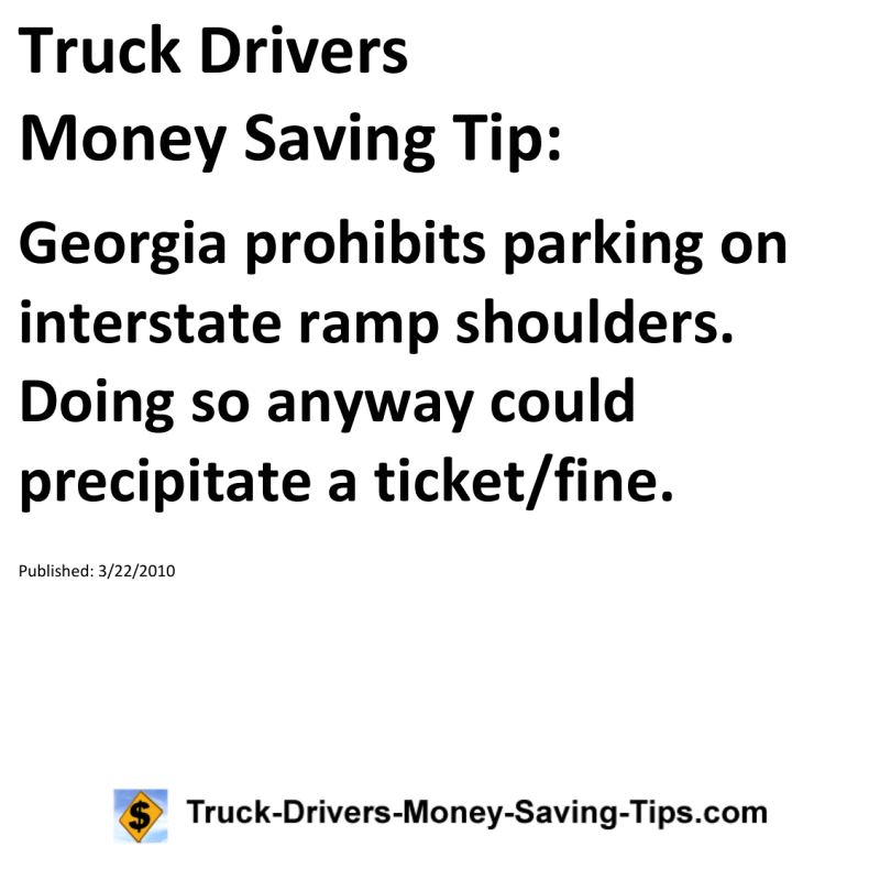 Truck Drivers Money Saving Tip for 03-22-2010