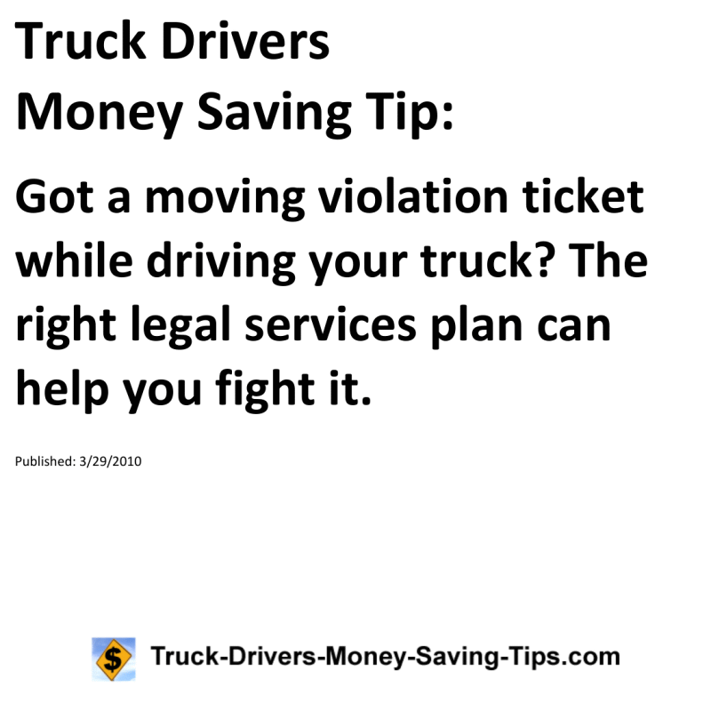 Truck Drivers Money Saving Tip for 03-29-2010