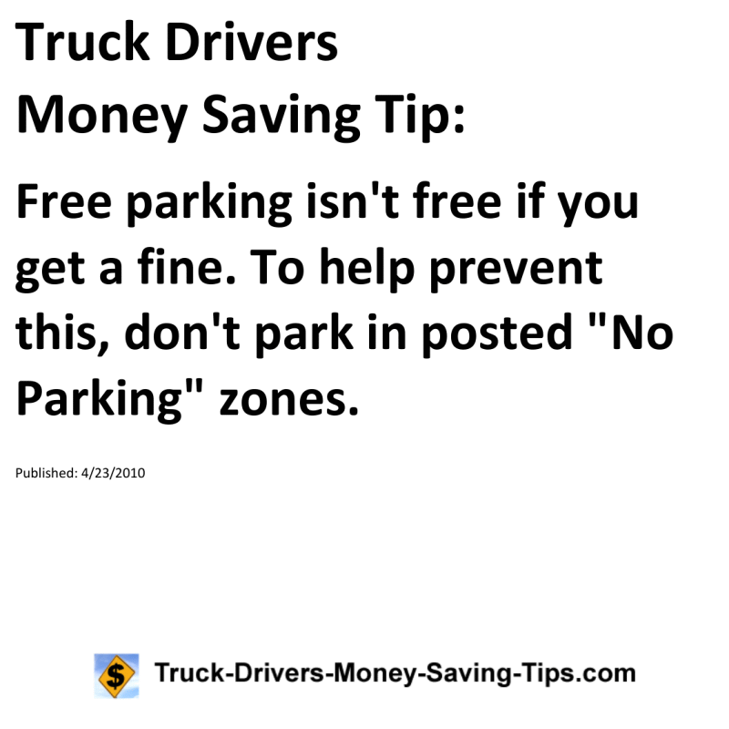 Truck Drivers Money Saving Tip for 04-23-2010