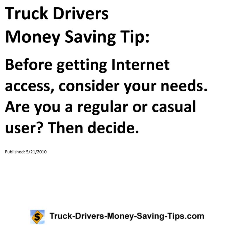 Truck Drivers Money Saving Tip for 05-21-2010