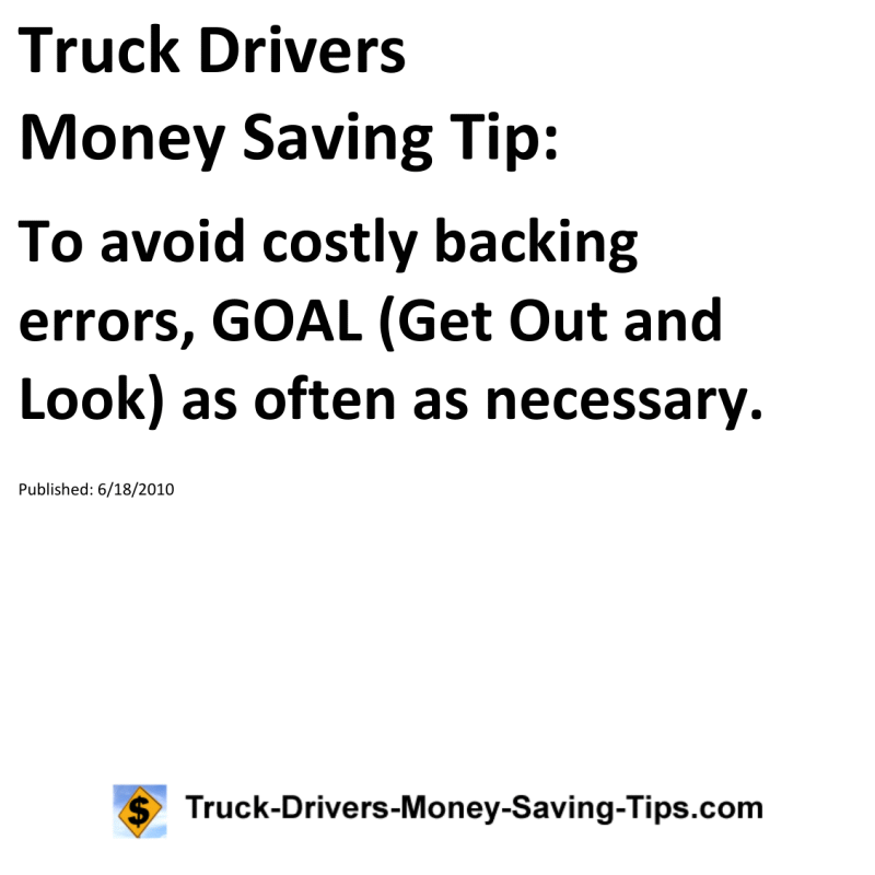 Truck Drivers Money Saving Tip for 06-18-2010