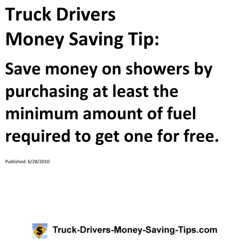 Truck Drivers Money Saving Tip for 06-28-2010