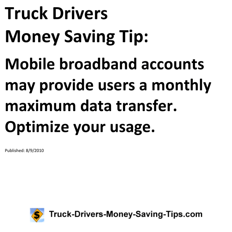 Truck Drivers Money Saving Tip for 08-09-2010