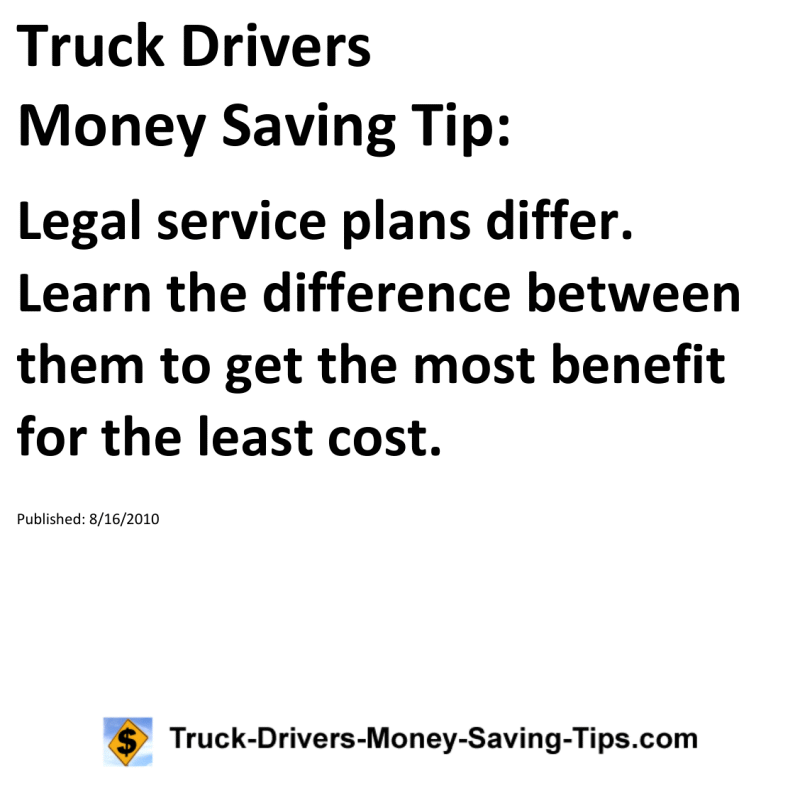 Truck Drivers Money Saving Tip for 08-16-2010