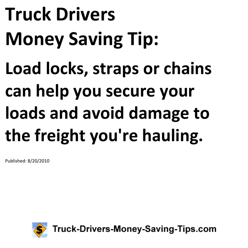 Truck Drivers Money Saving Tip for 08-20-2010