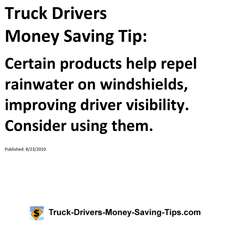 Truck Drivers Money Saving Tip for 08-23-2010