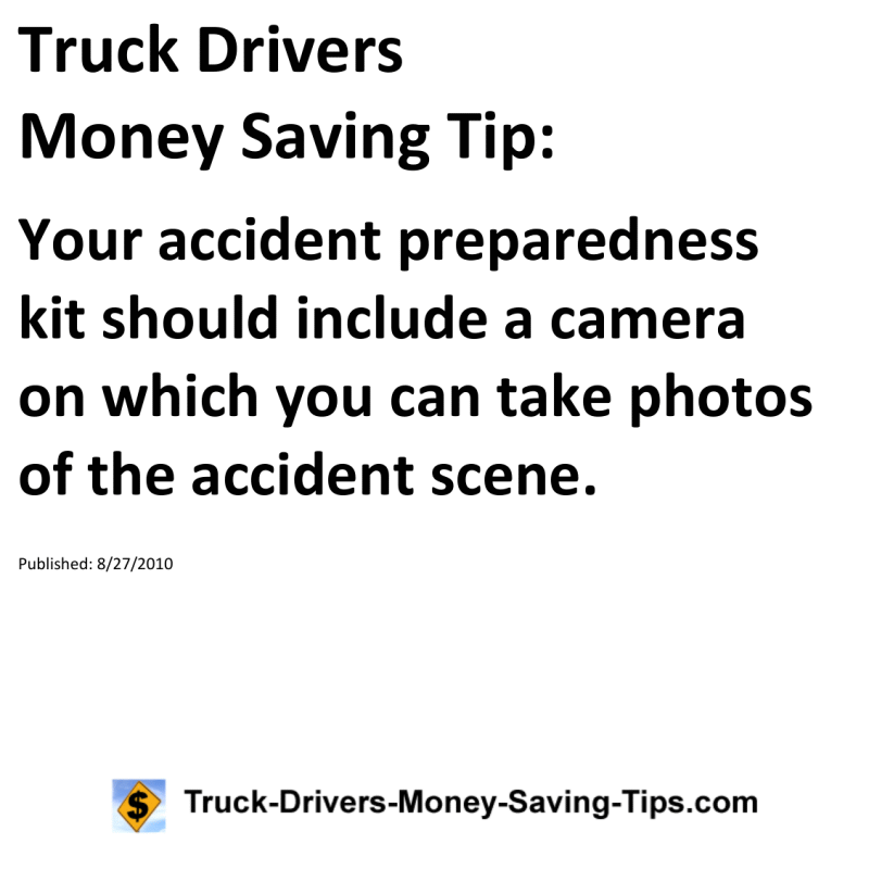 Truck Drivers Money Saving Tip for 08-27-2010