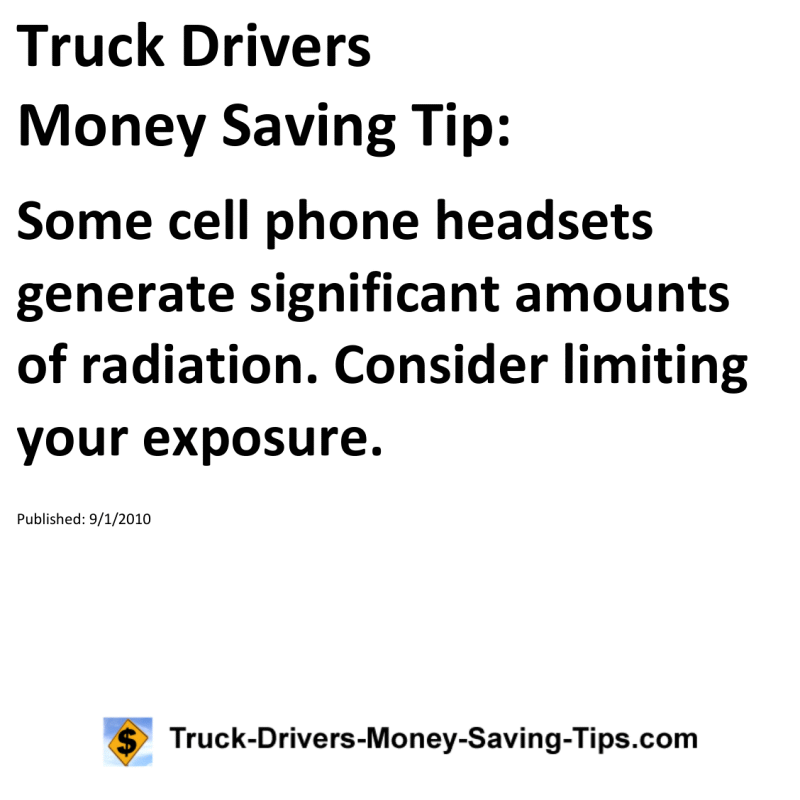 Truck Drivers Money Saving Tip for 09-01-2010