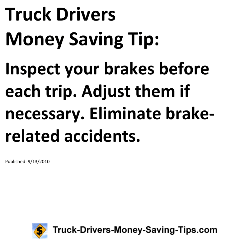 Truck Drivers Money Saving Tip for 09-13-2010