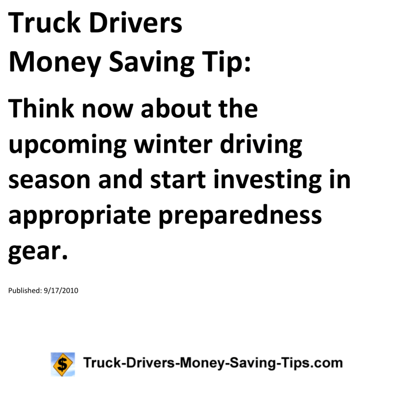 Truck Drivers Money Saving Tip for 09-17-2010