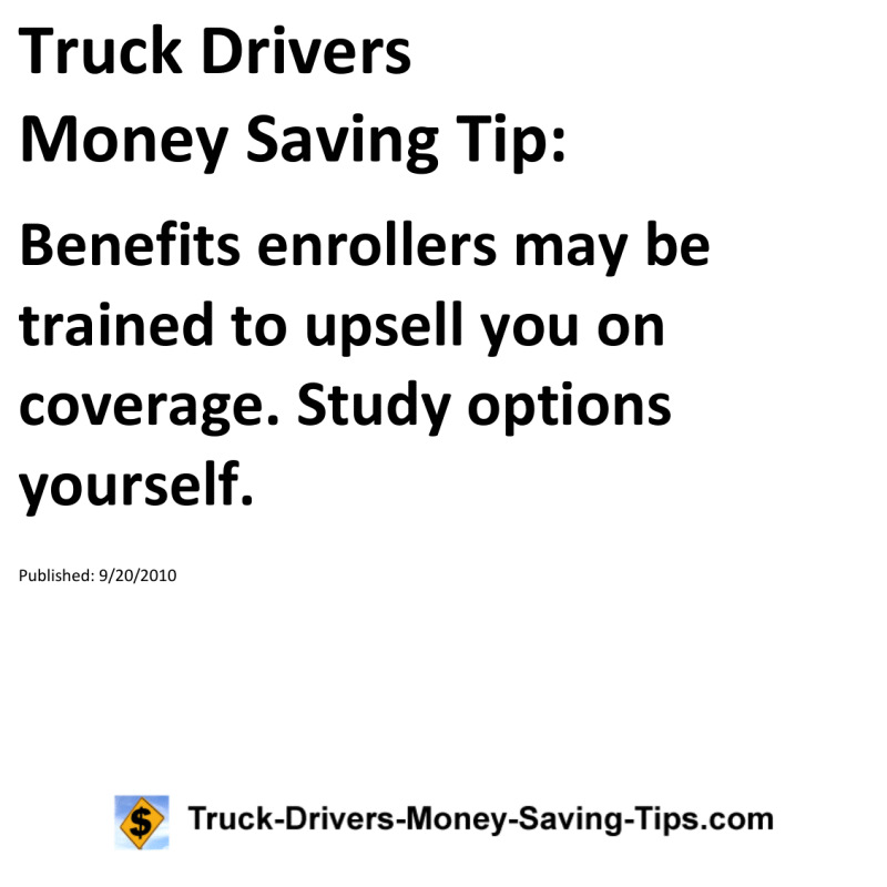 Truck Drivers Money Saving Tip for 09-20-2010