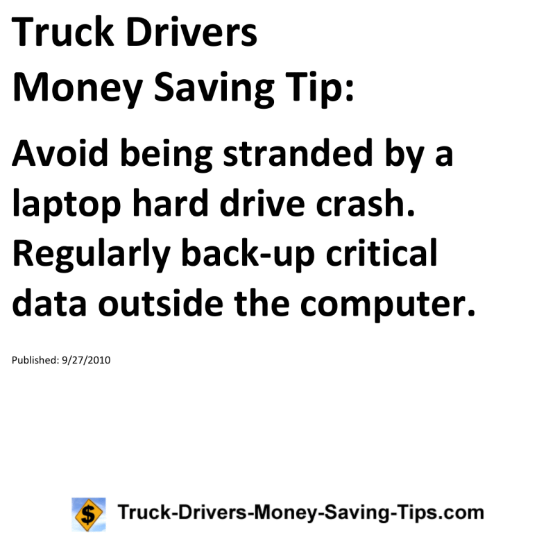 Truck Drivers Money Saving Tip for 09-27-2010