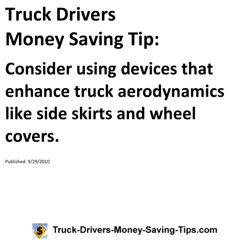 Truck Drivers Money Saving Tip for 09-29-2010