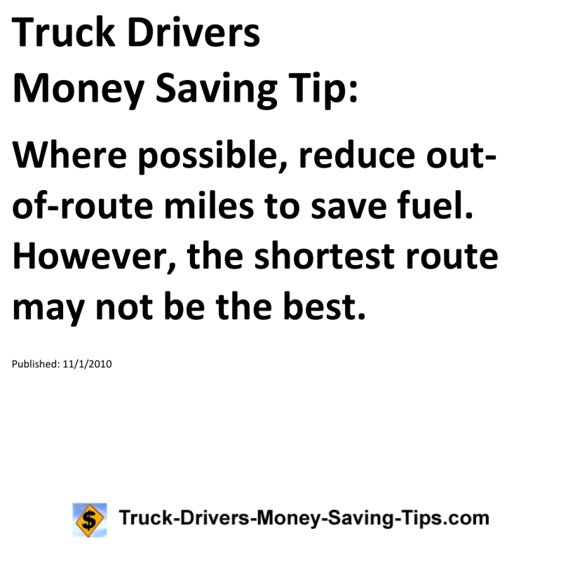 Truck Drivers Money Saving Tip for 11-01-2010