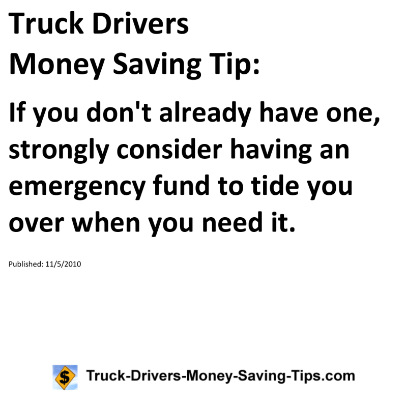 Truck Drivers Money Saving Tip for 11-05-2010