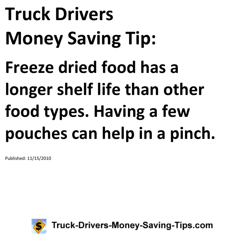 Truck Drivers Money Saving Tip for 11-15-2010