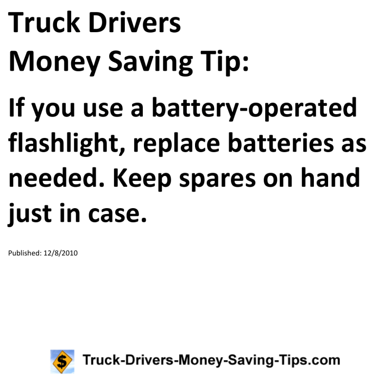 Truck Drivers Money Saving Tip for 12-08-2010