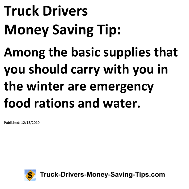 Truck Drivers Money Saving Tip for 12-13-2010