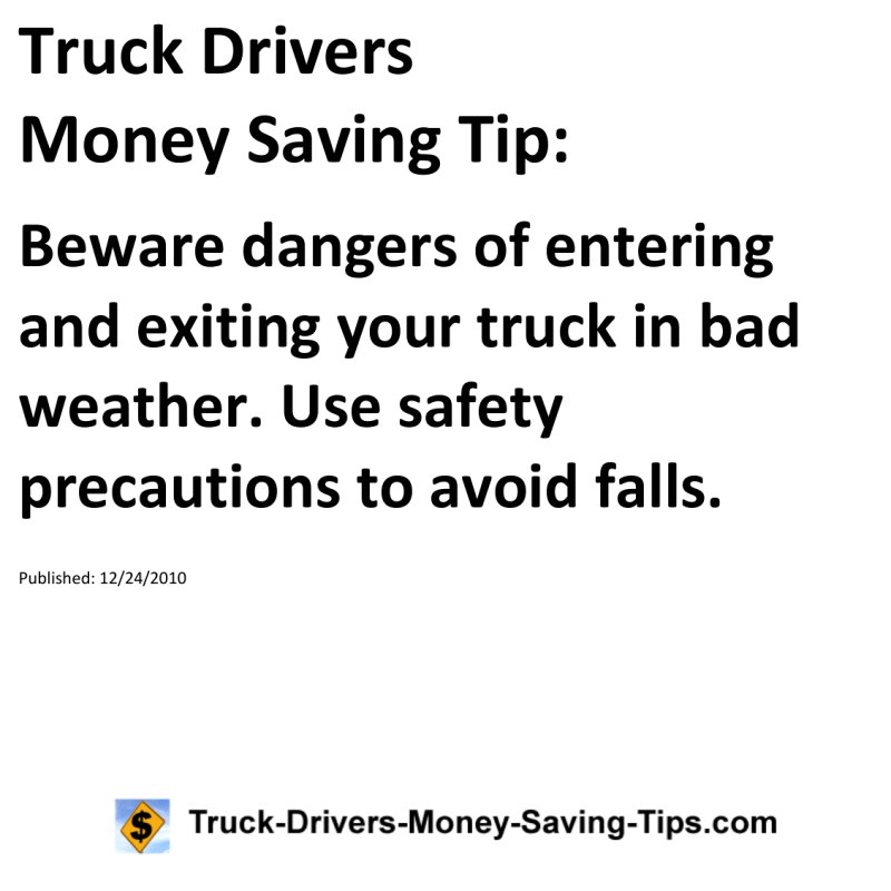 Truck Drivers Money Saving Tip for 12-24-2010