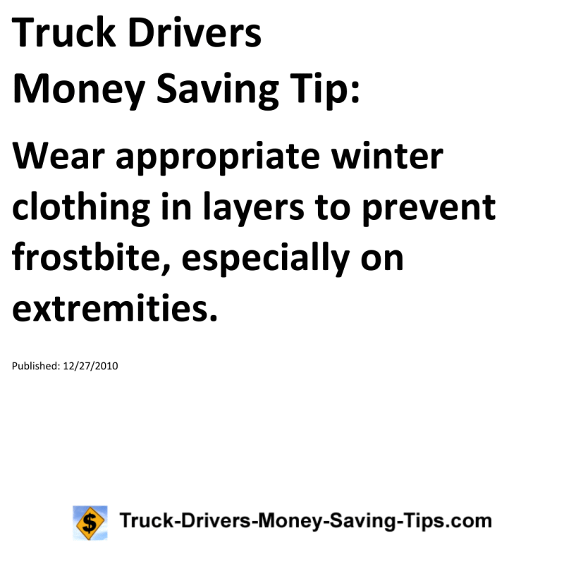 Truck Drivers Money Saving Tip for 12-27-2010