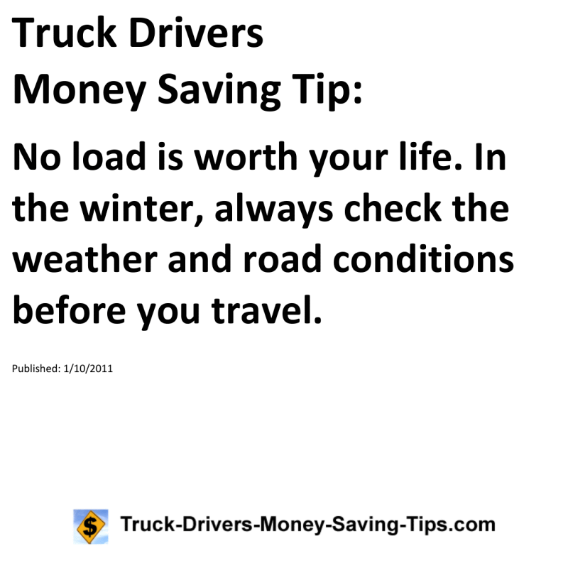 Truck Drivers Money Saving Tip for 01-10-2011