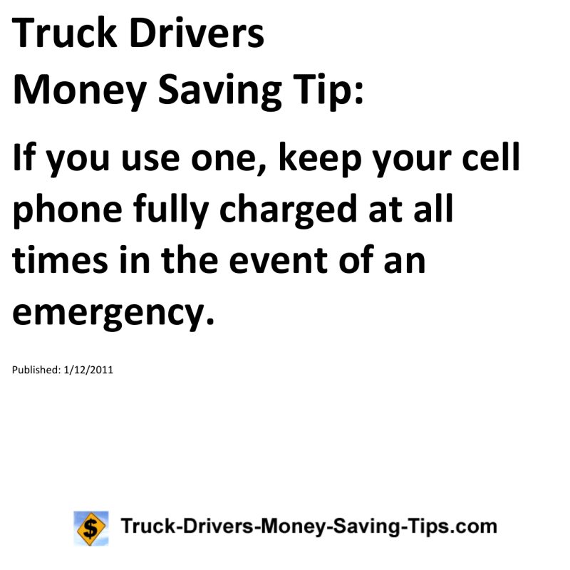 Truck Drivers Money Saving Tip for 01-12-2011