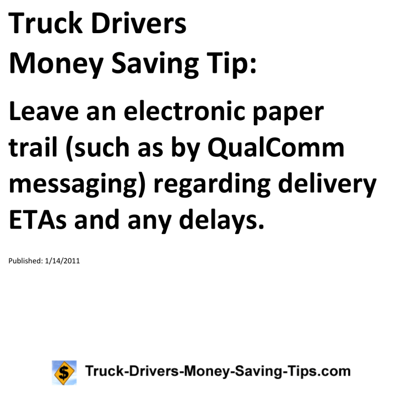 Truck Drivers Money Saving Tip for 01-14-2011