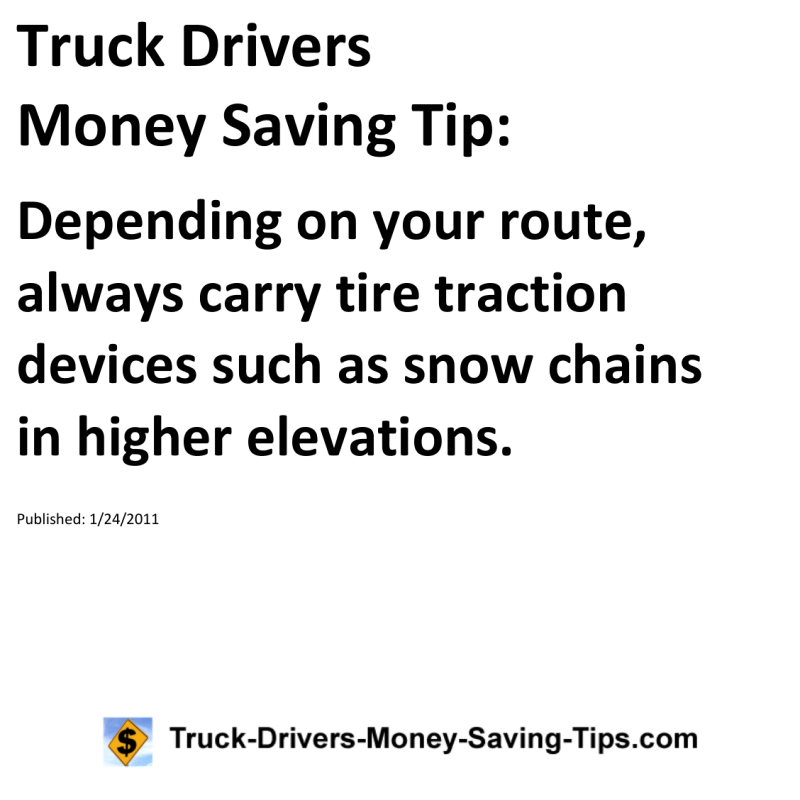 Truck Drivers Money Saving Tip for 01-24-2011