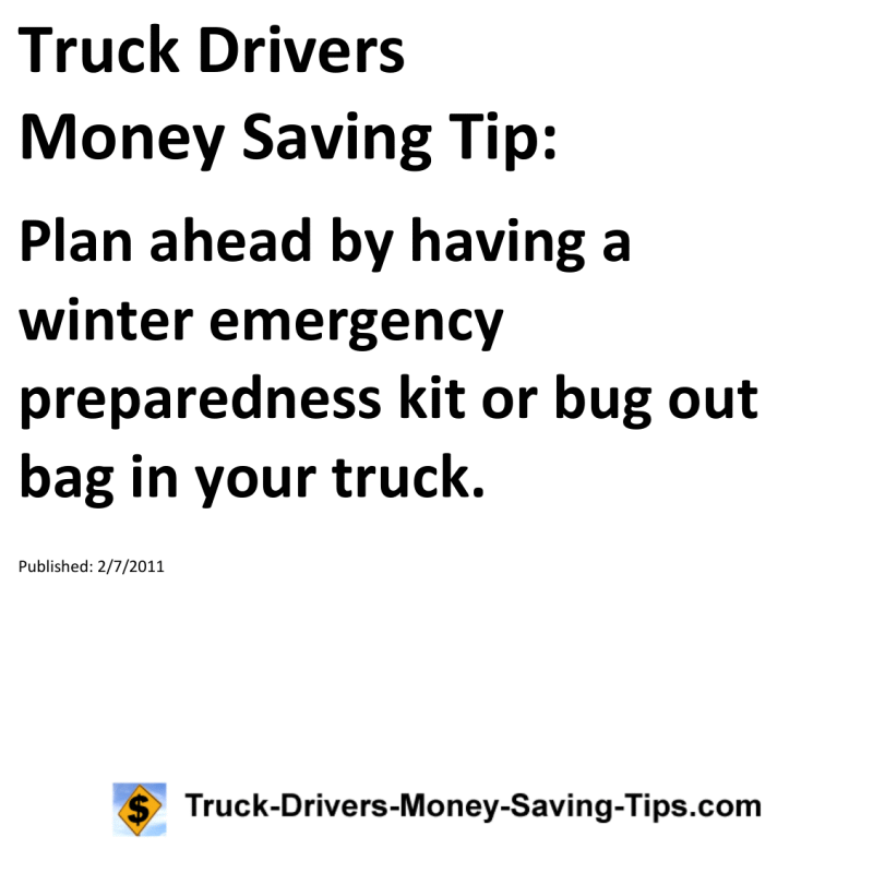 Truck Drivers Money Saving Tip for 02-07-2011