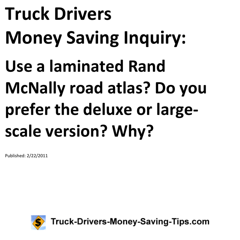 Truck Drivers Money Saving Inquiry for 02-22-2011