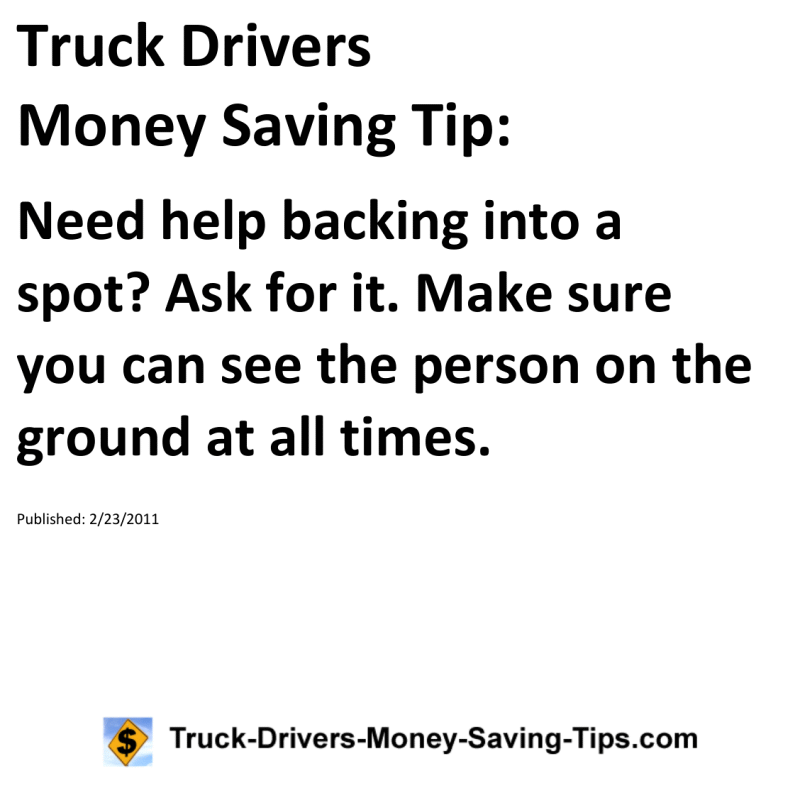 Truck Drivers Money Saving Tip for 02-23-2011