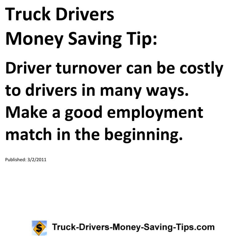 Truck Drivers Money Saving Tip for 03-02-2011