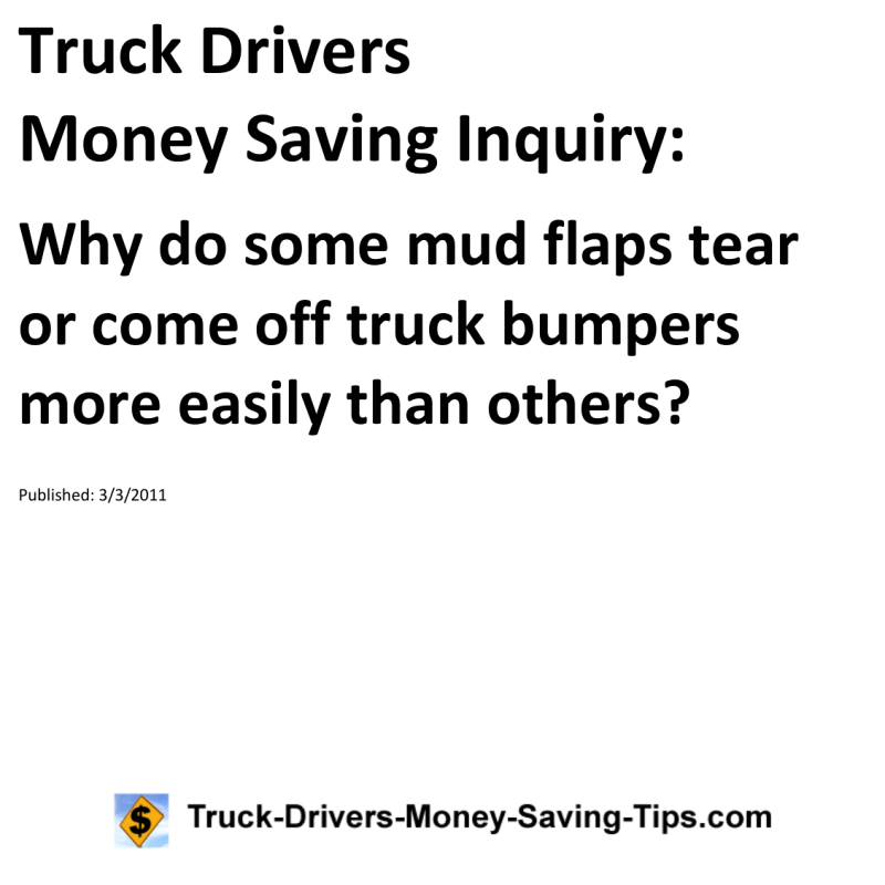 Truck Drivers Money Saving Inquiry for 03-03-2011