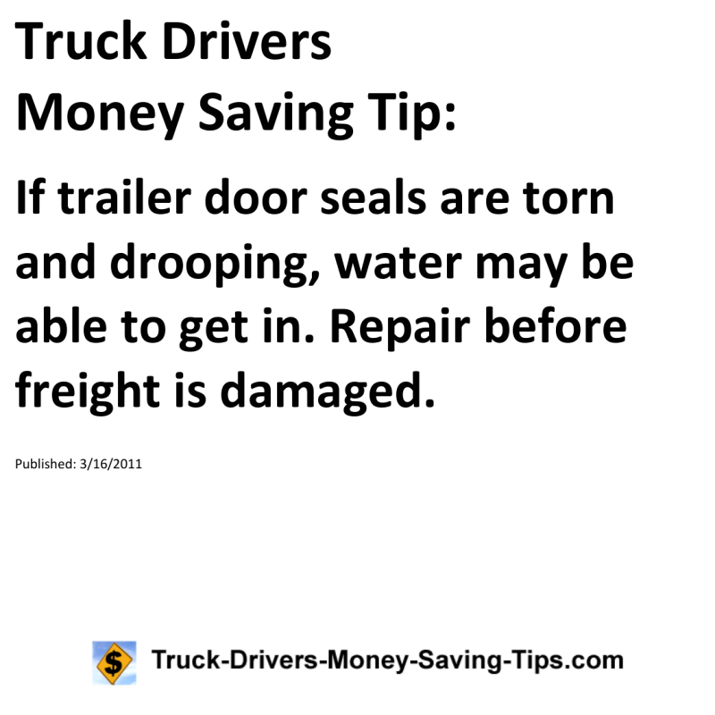 Truck Drivers Money Saving Tip for 03-16-2011