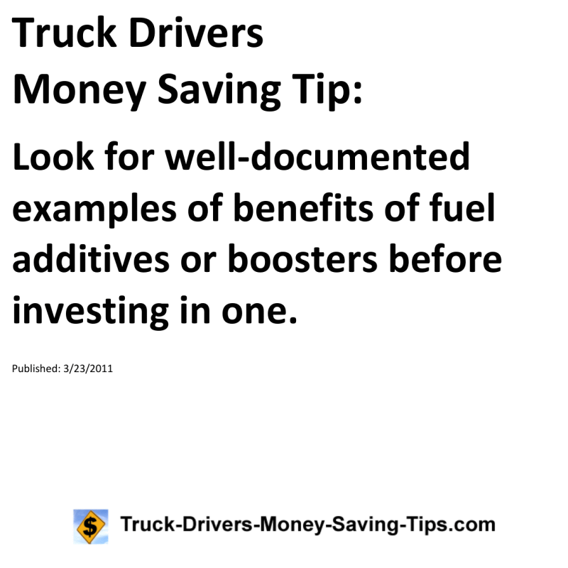 Truck Drivers Money Saving Tip for 03-23-2011