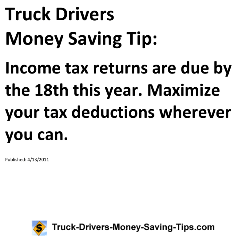 Truck Drivers Money Saving Tip for 04-13-2011