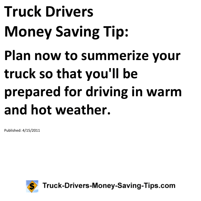 Truck Drivers Money Saving Tip for 04-15-2011