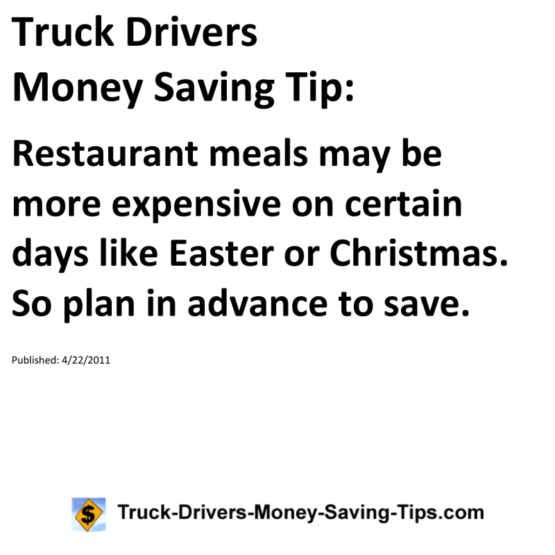 Truck Drivers Money Saving Tip for 04-22-2011