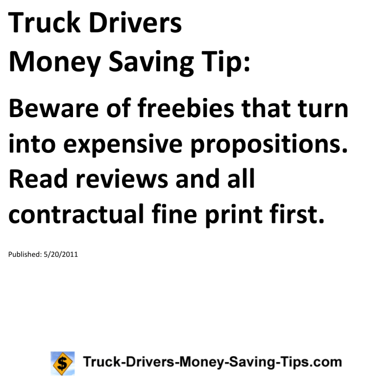 Truck Drivers Money Saving Tip for 05-20-2011