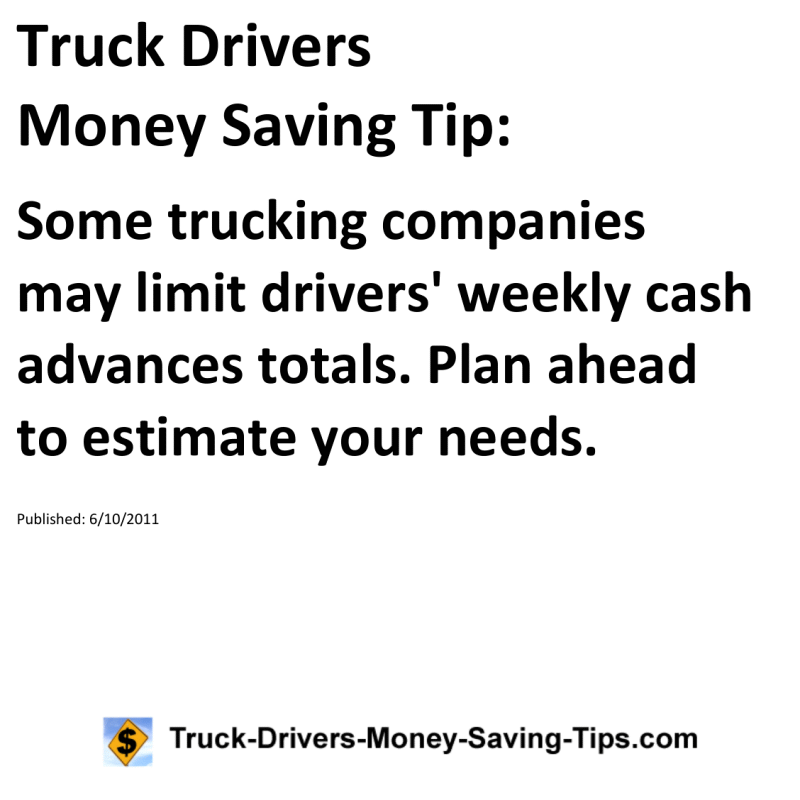 Truck Drivers Money Saving Tip for 06-10-2011