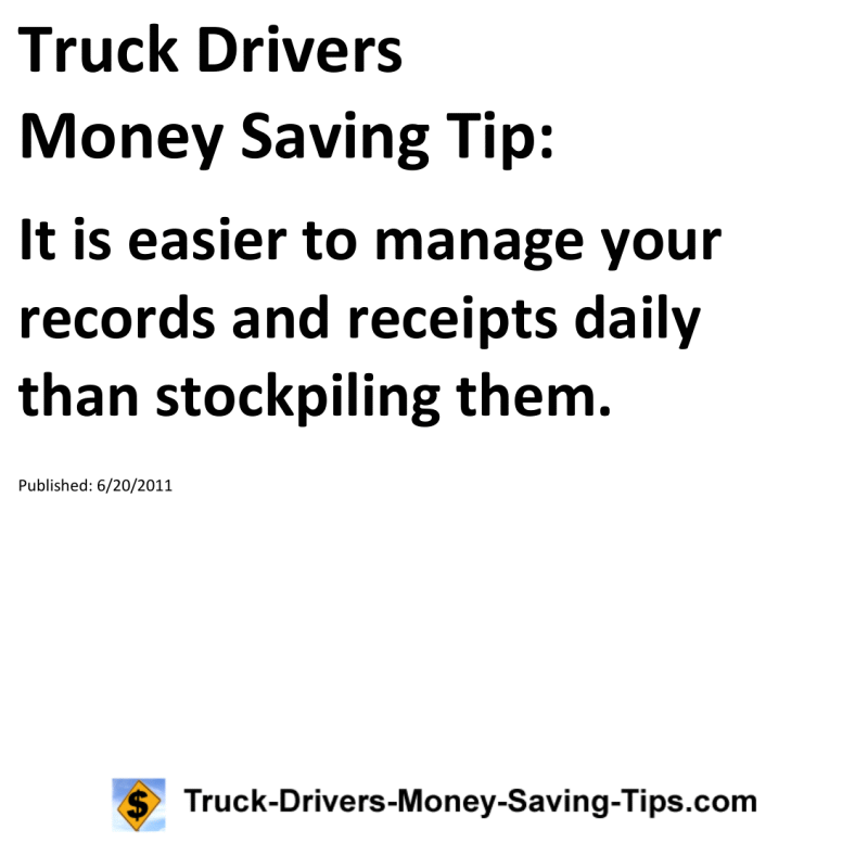 Truck Drivers Money Saving Tip for 06-20-2011